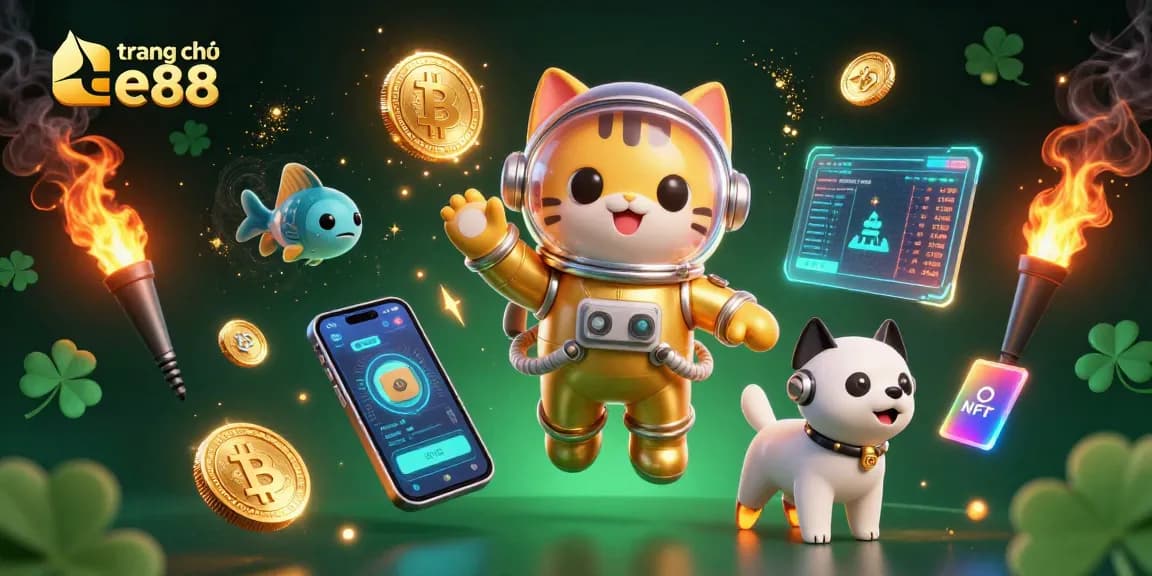 Experience the excitement of trang chủ Ee88 with vibrant 3D space casino elements and characters.