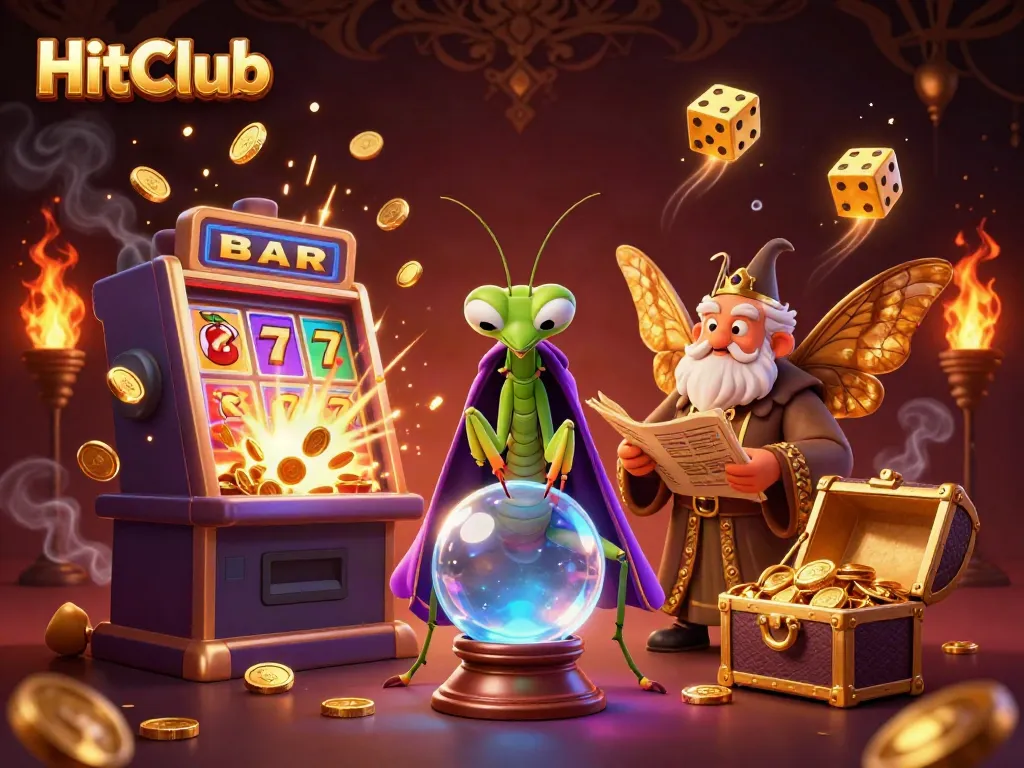 Experience the excitement at HitClub with vibrant casino elements and a mystical atmosphere.