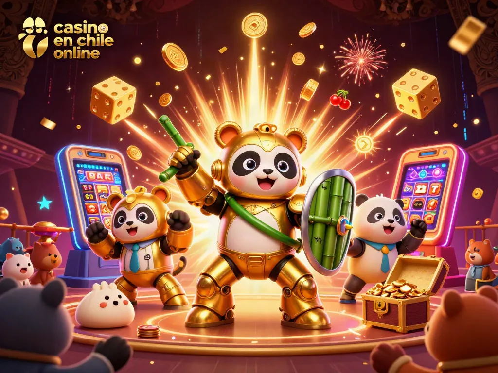 Juega en el casino en chile online y descubre una explosión de premios con un panda dorado y tragamonedas.