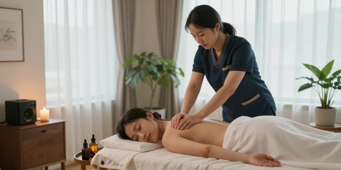 Professional 강서구출장안마 therapist providing a soothing Swedish massage in a tranquil home setting.