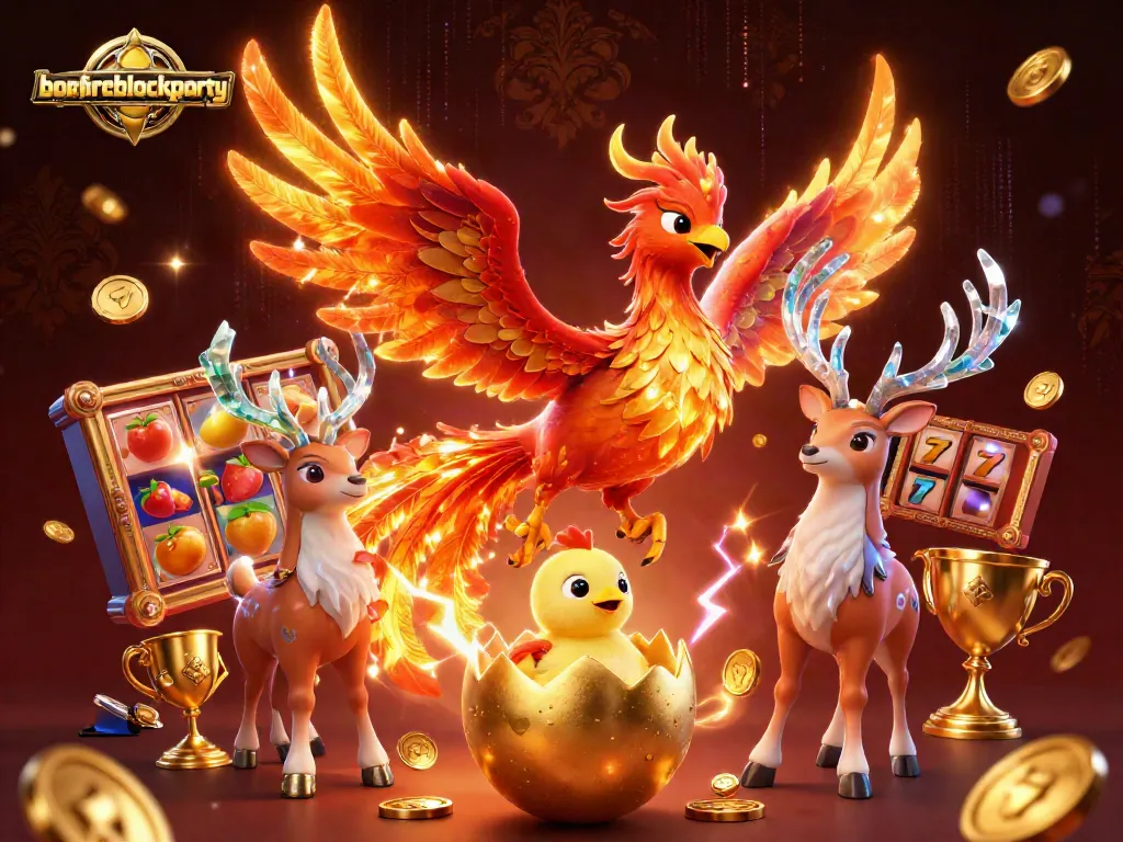 Experience excitement with the bonfireblockparty as the phoenix rises amidst slot reels.