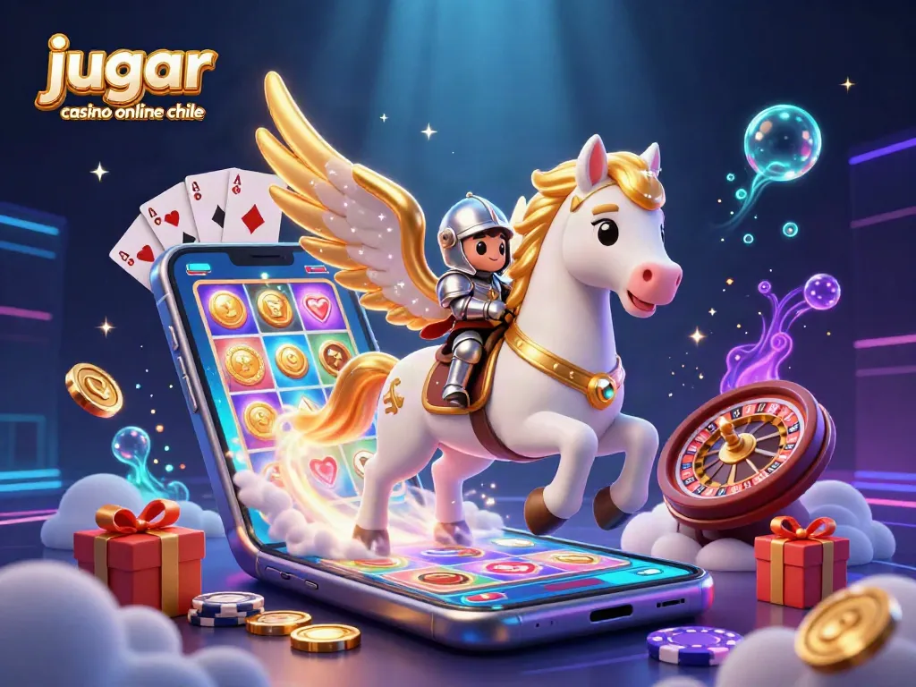 Jugar en casinos online en Chile: casino dinámico con un caballo celestial y elementos de juego cautivadores.