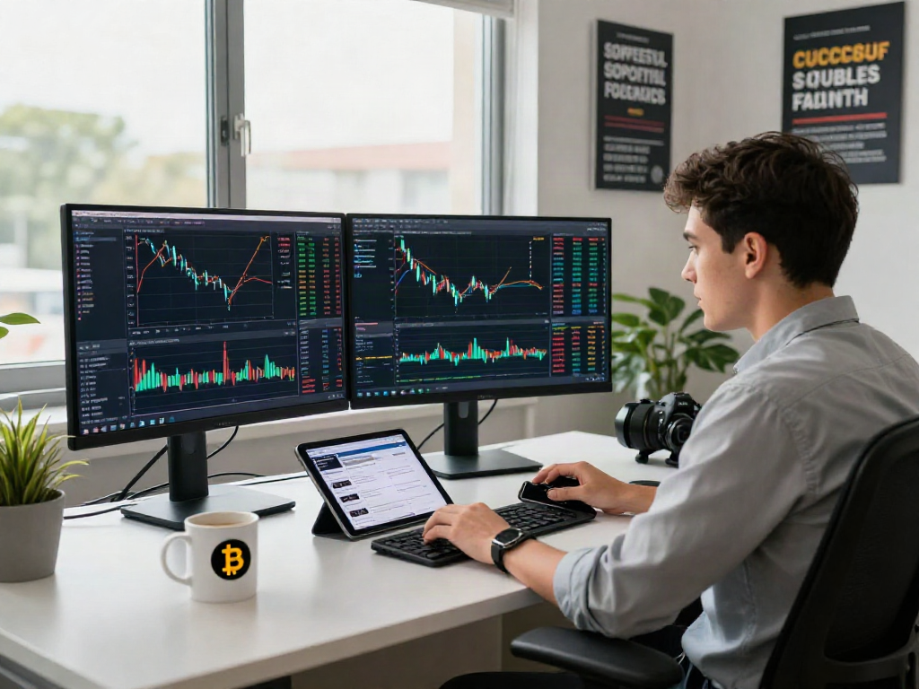 Mejor exchange cripto en moderno espacio de trabajo con gráficos financieros.