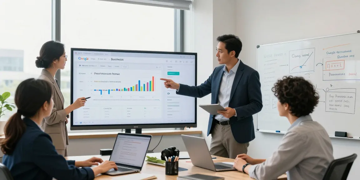 Equipo de la agencia de google my business analizando datos estratégicos en un ambiente profesional.