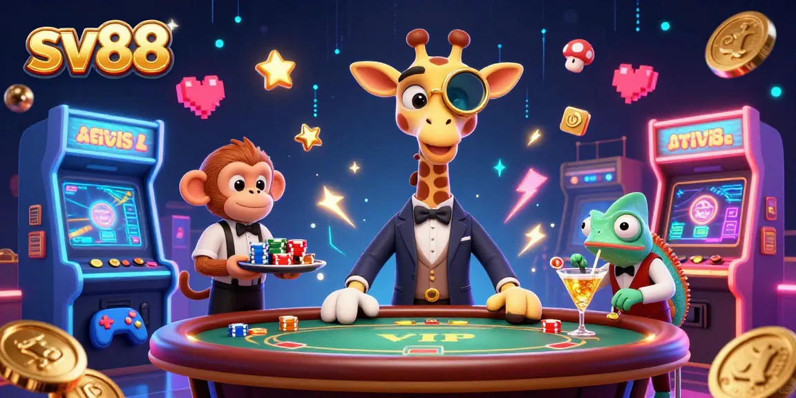 Experience thrilling gaming action at sv88 with vibrant characters and casino elements.