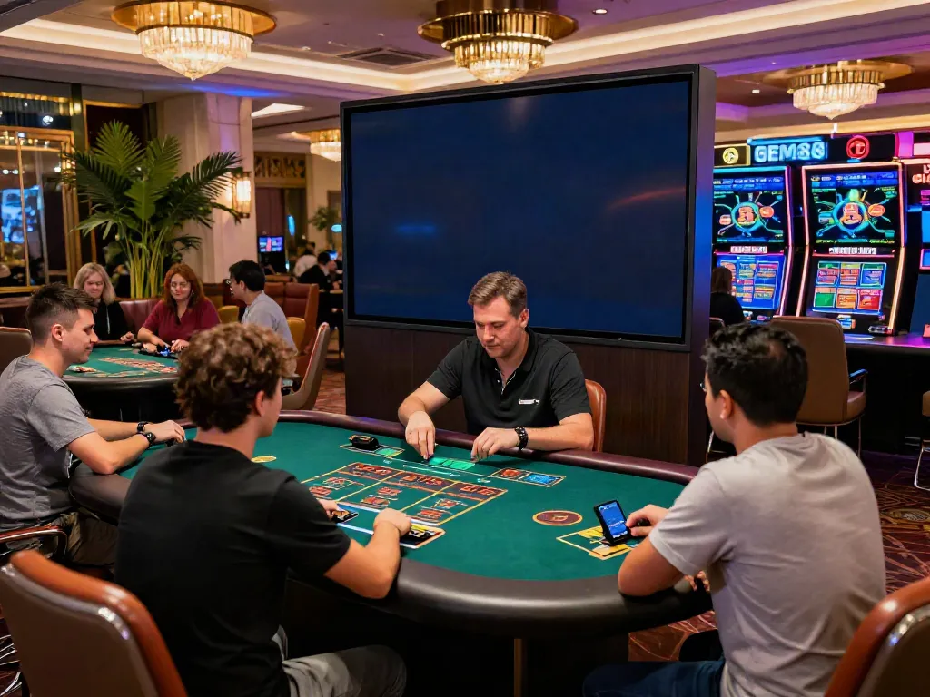 Exciting online casino experience at https://gem88.bz/ showcasing live dealer tables and vibrant decor.