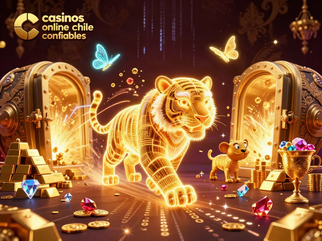 Juega en casinos online confiables en Chile, donde un tigre dorado y mariposas holográficas te guiarán hacia tesoros.