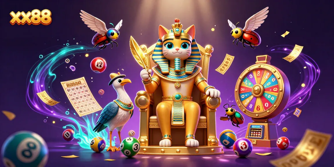 Experience thrilling gaming at xx88 with vibrant lottery elements and colorful characters in this rich 3D scene.
