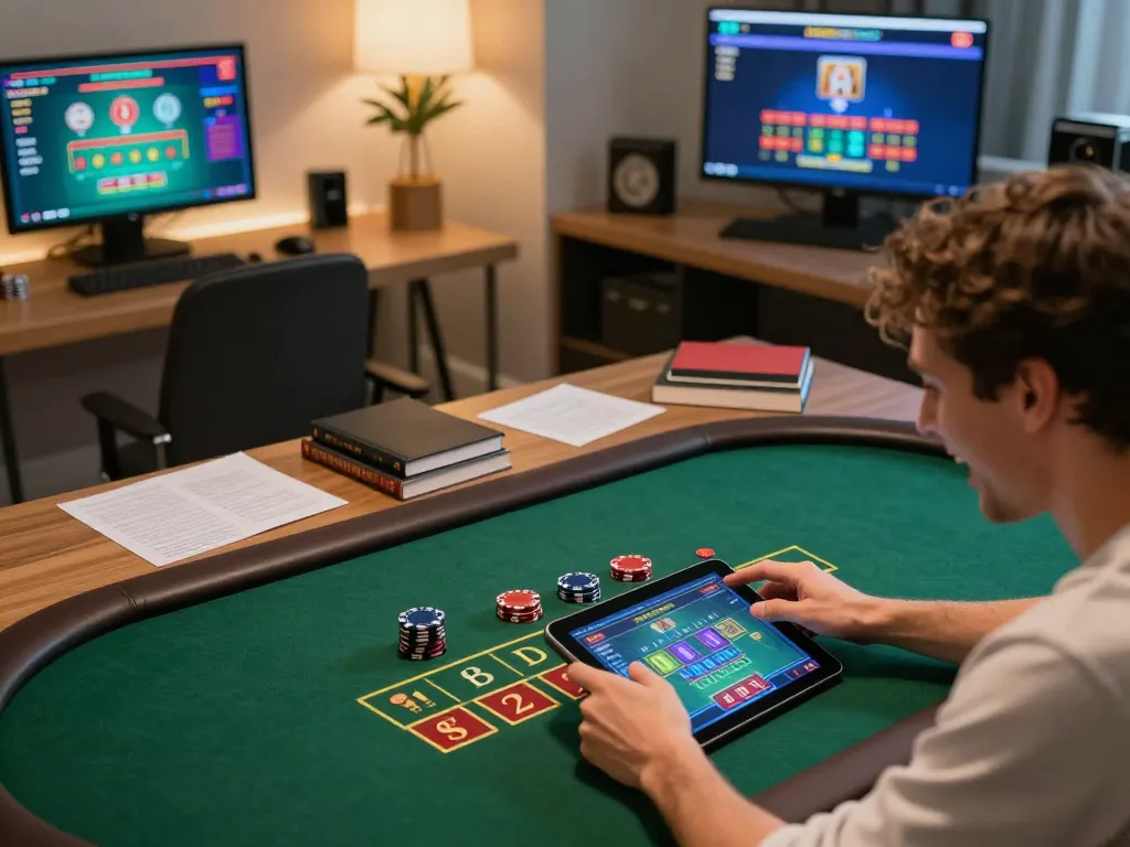 Player engaged in online blackjack on 78wind, showcasing excitement and strategic gameplay.