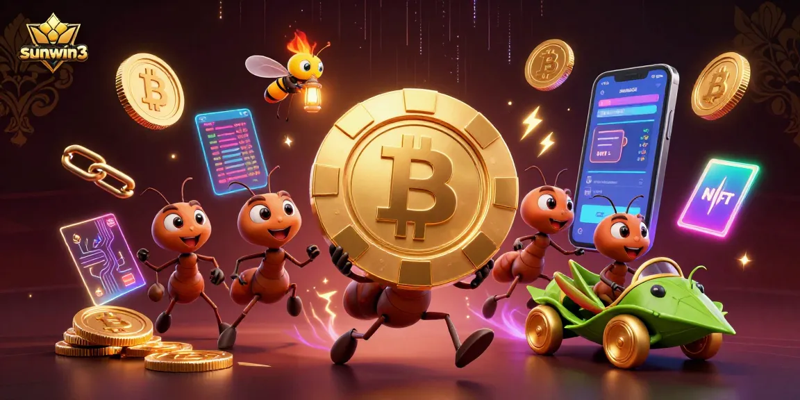 Watch the sunwin3 team of ants carrying a giant poker chip in a vibrant 3D casino heist scene.