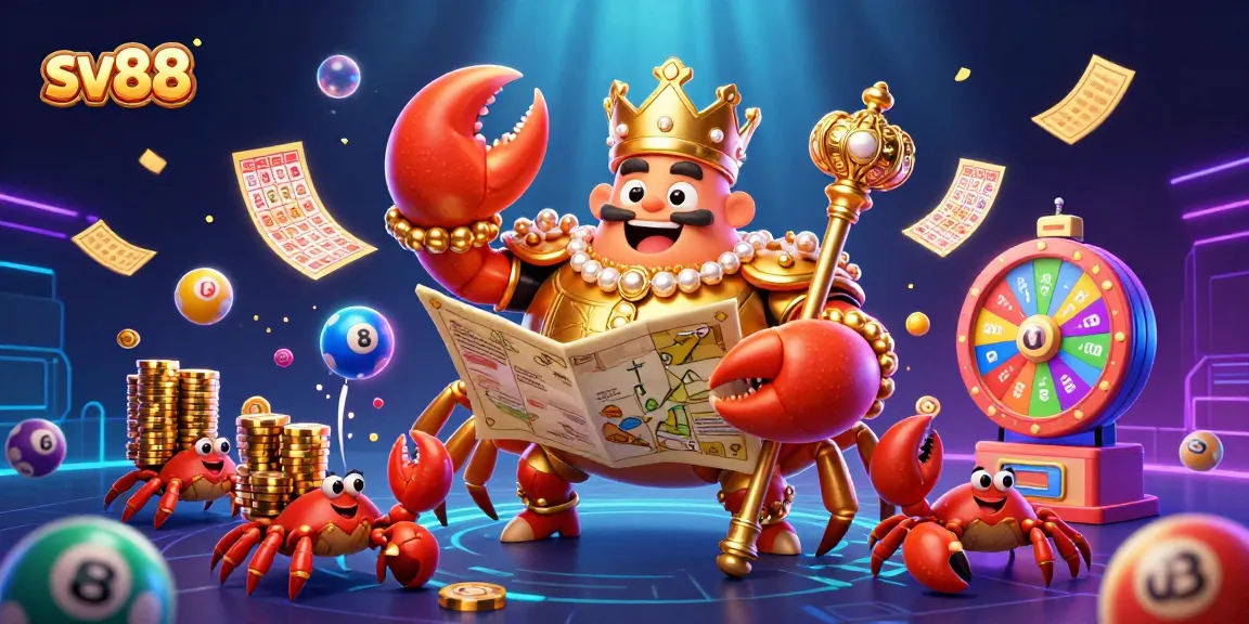 Experience the thrilling world of sv88 with a vibrant 3D illustration showcasing dynamic lottery elements.