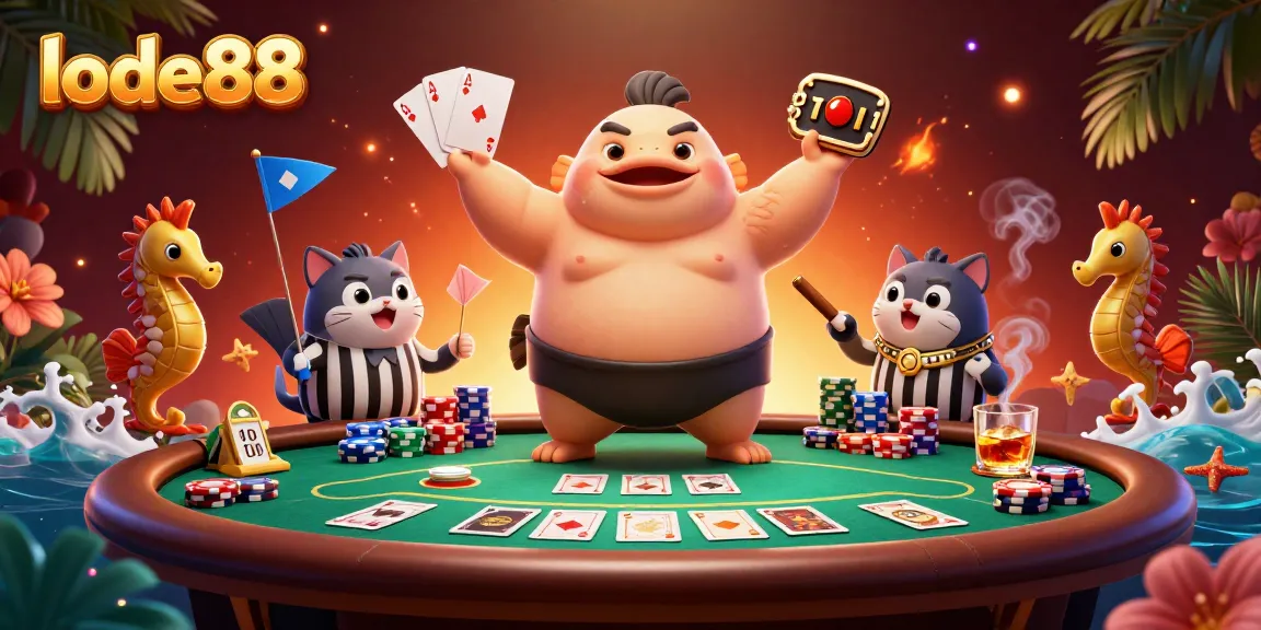 Experience vibrant casino action with lode88 featuring a dynamic 3D cartoon underwater poker scene.